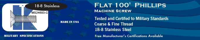 MS24693-C 100-deg Flat Phil Coarse & Fine SS Machine Screws Screw Stock Military Fasteners