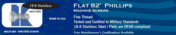 MS51960 82-deg Flat Phil Fine SS Machine Screws Screw Stock Military Fasteners