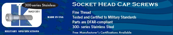 NAS1351 Socket Cap, Fine, 300-series SS Socket Cap Screws Screw Stock Military Fasteners