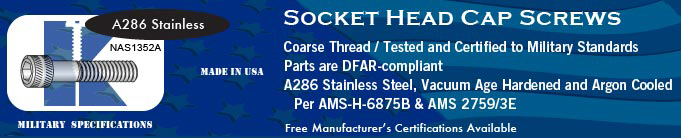 NAS1352 Socket Cap Coarse A286 SS Socket Cap Screws Screw Stock Military Fasteners