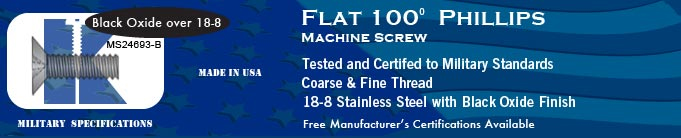 MS24693 100-deg Flat Phil Coarse & Fine Stl Cad Y Machine Screws Screw Stock Military Fasteners