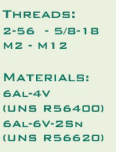 TITANIUM SCREWS, threads and materials